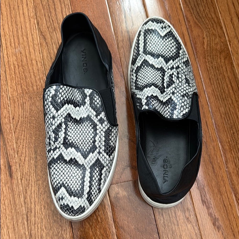 Vince Black and White Snake Print Men's Shoes